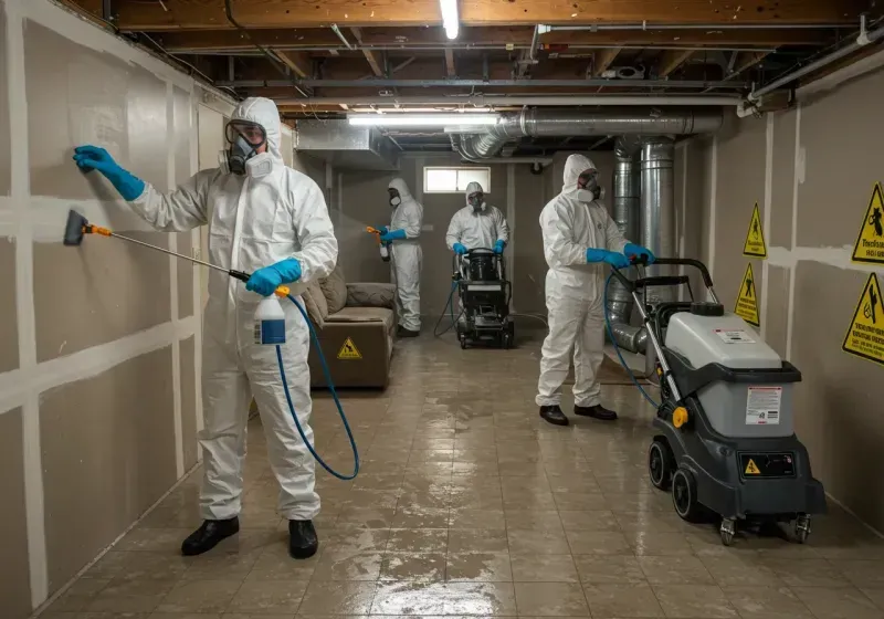 Basement Moisture Removal and Structural Drying process in Thornport, OH